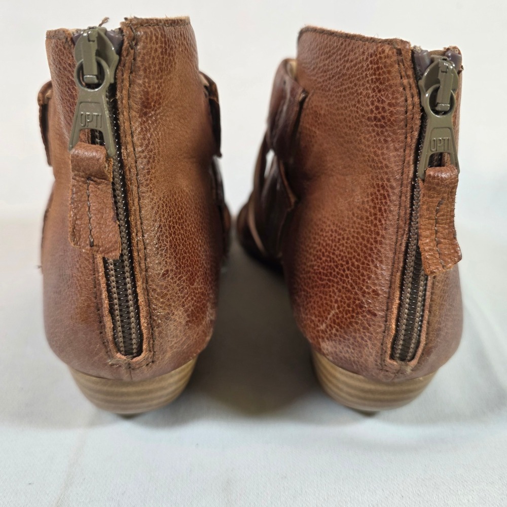 MIZ MOOZ Brown Leather Caged Gladiator Sandals Back Zip Low Heel Womens 36 US 6 - Picture 3 of 7